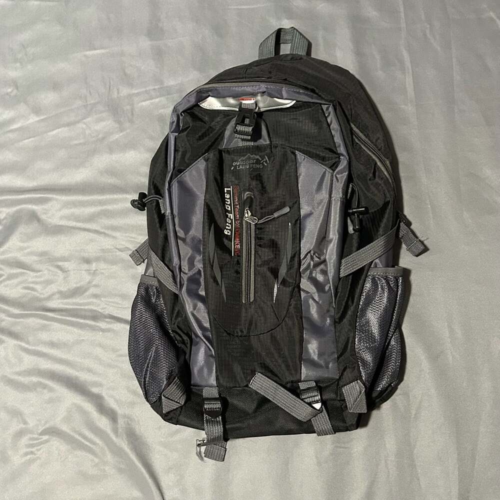 Lang Feng Summit Team Outdoor Backpack Black Grey Hiking Rucksack